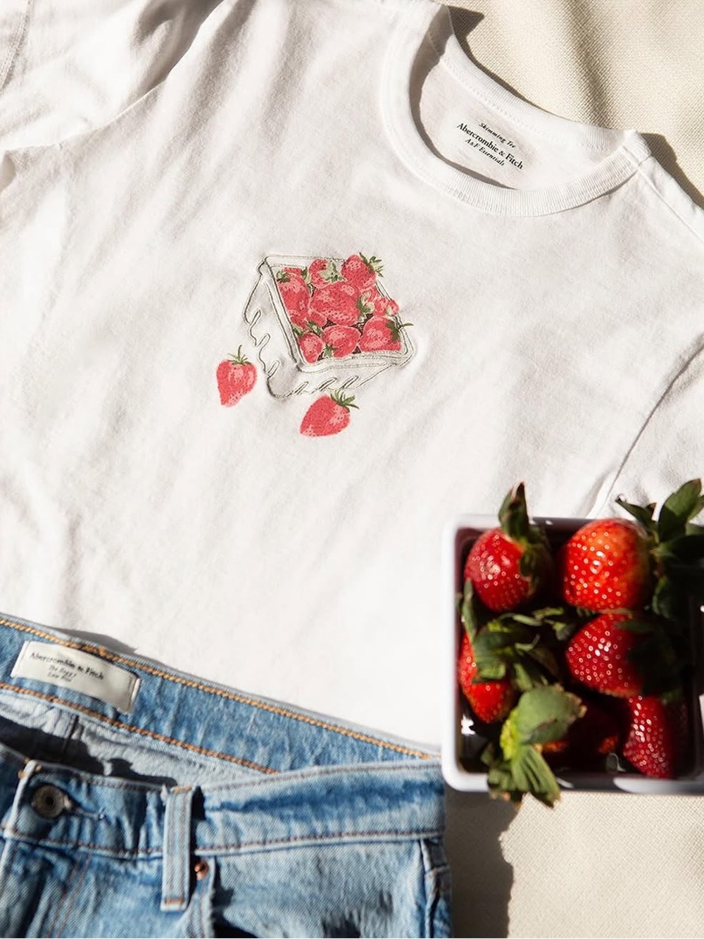 NWOT Abercrombie & Fitch Strawberry Carton Graphic Tee